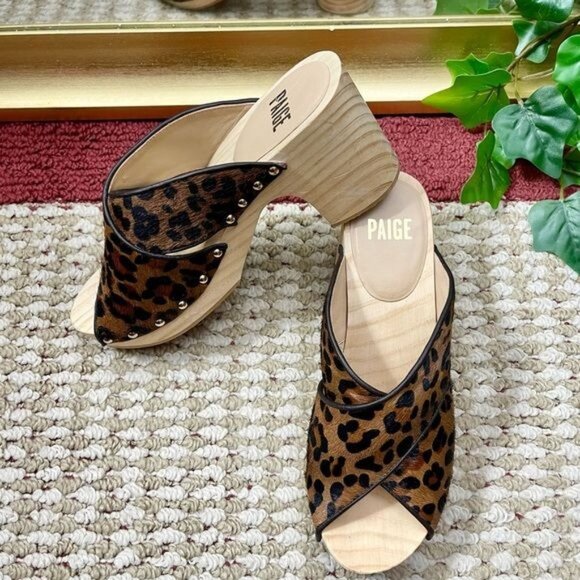 PAIGE Jules Crisscross Platform Sandals in Leopard Print 6.5 - Picture 4 of 10